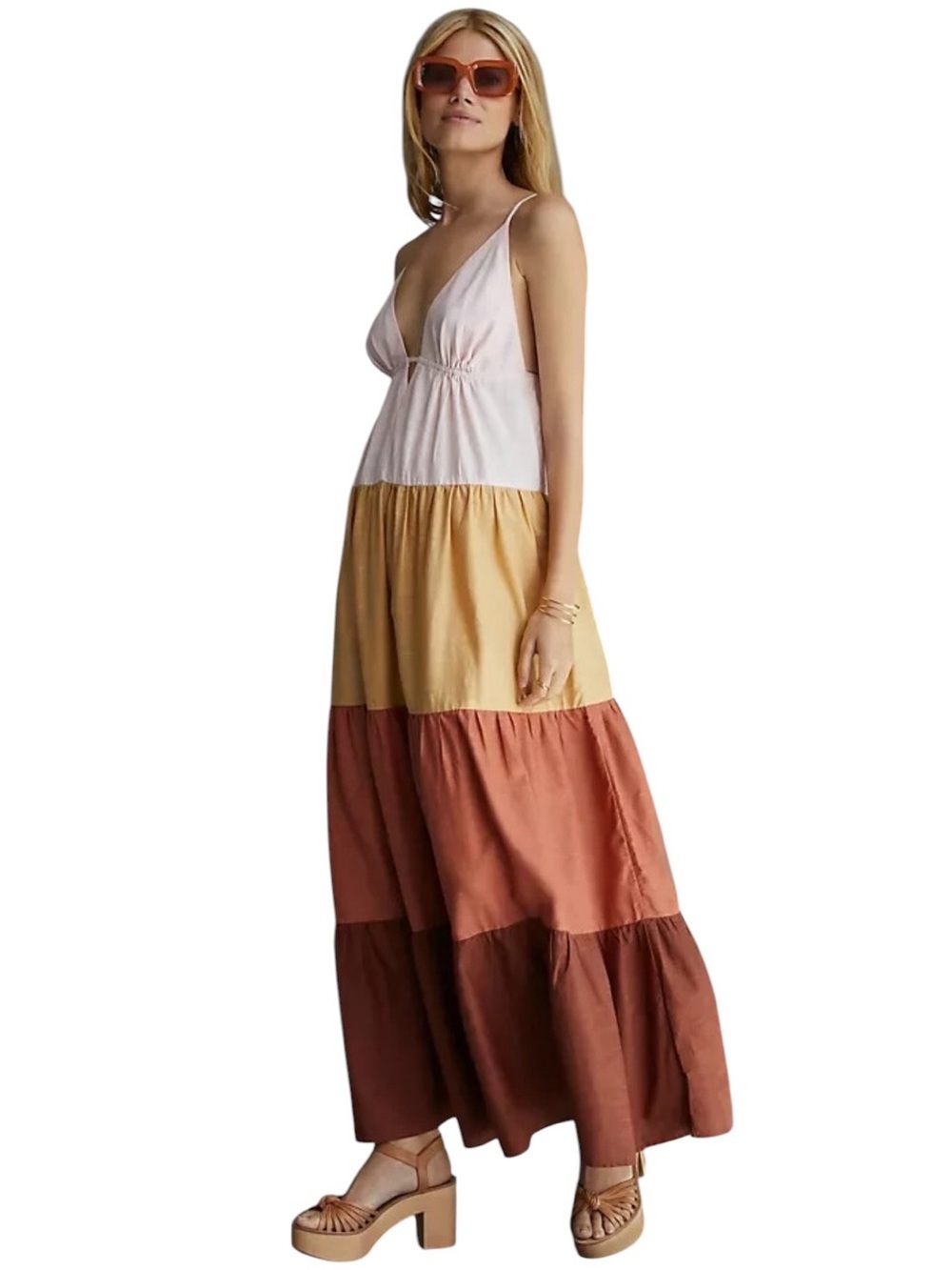 Anthropologie Raya Color Block Maxi Sumner Dress size Large